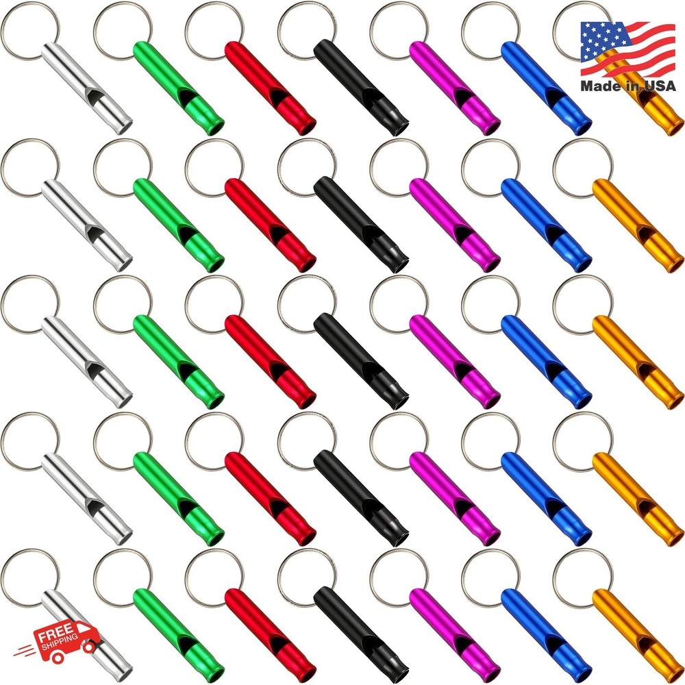 Frienda 35 Pieces Emergency Whistle with Keychain, Aluminum Emergency Survival W