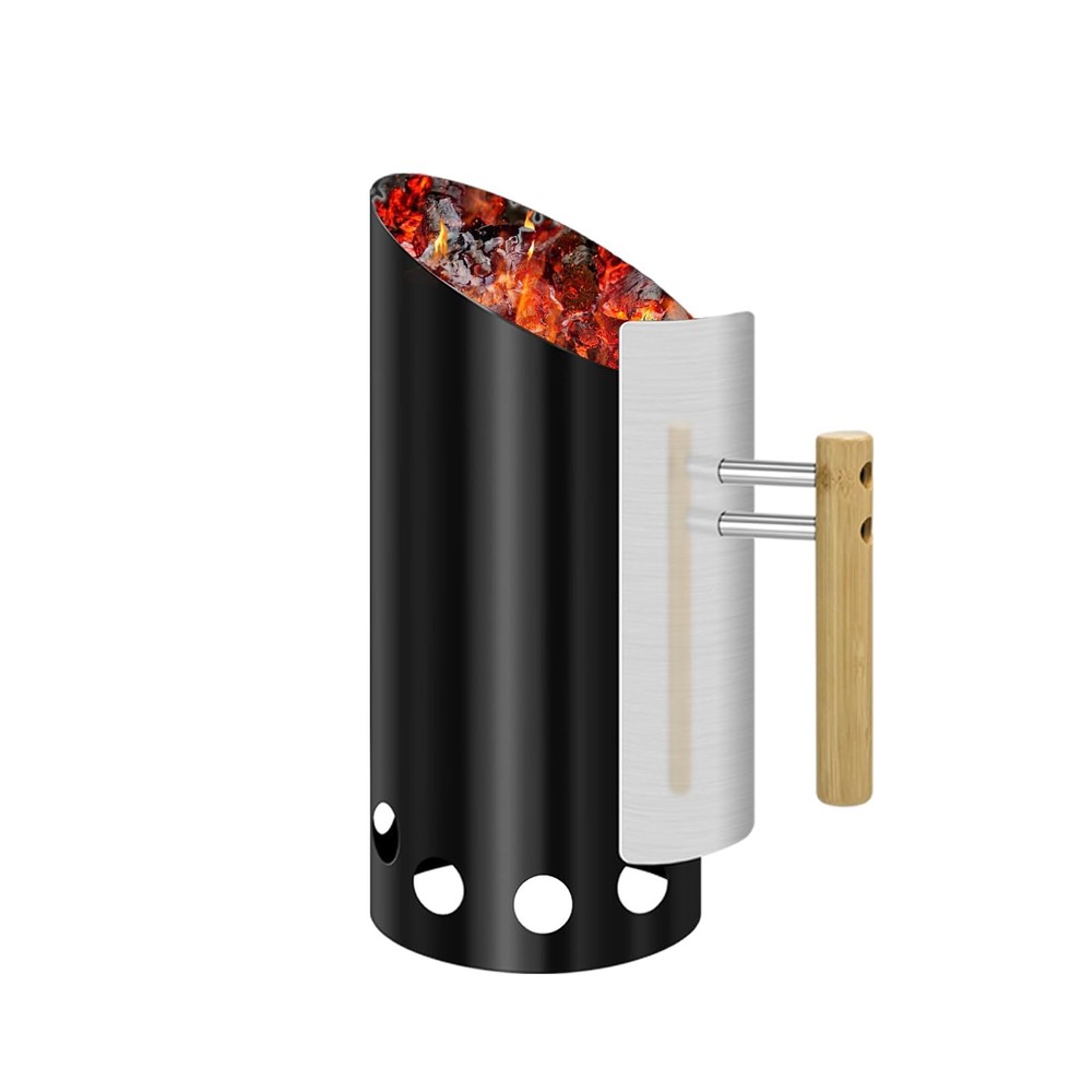 6.5″X14.5″ Double enameled Charcoal Chimney Starter with Stainless Steel Heat…