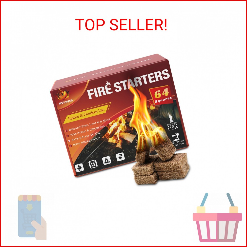 Nvkrvks Fire Starter, Easy-Burning Fire Starter Squares for Wood Stoves, Campfir