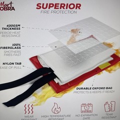 Mart Cobra Fire Blanket for Home, Camping Safety Fiberglass 40”X40” 2pk