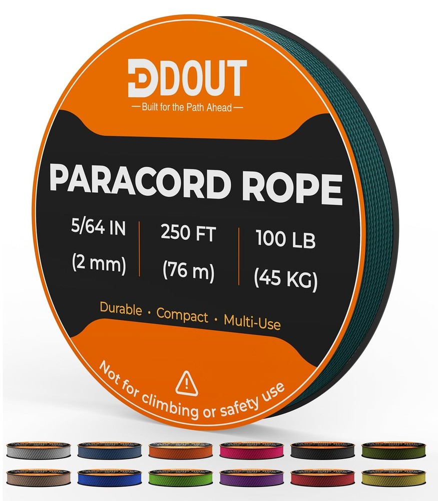 2mm Paracord 100lb, Thin Micro Paracord Rope, DKGreen 250FT Nylon Cord for Cr…
