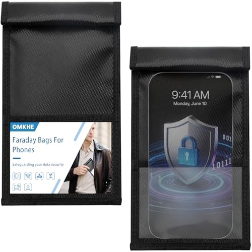 2 Pack Military Grade Faraday Bags for Smartphones | Signal Blocking; Magnetic