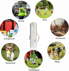 Survival Whistles 4-Pack & 6-Pack, Aluminum Emergency Safety Whistle with Lanyar