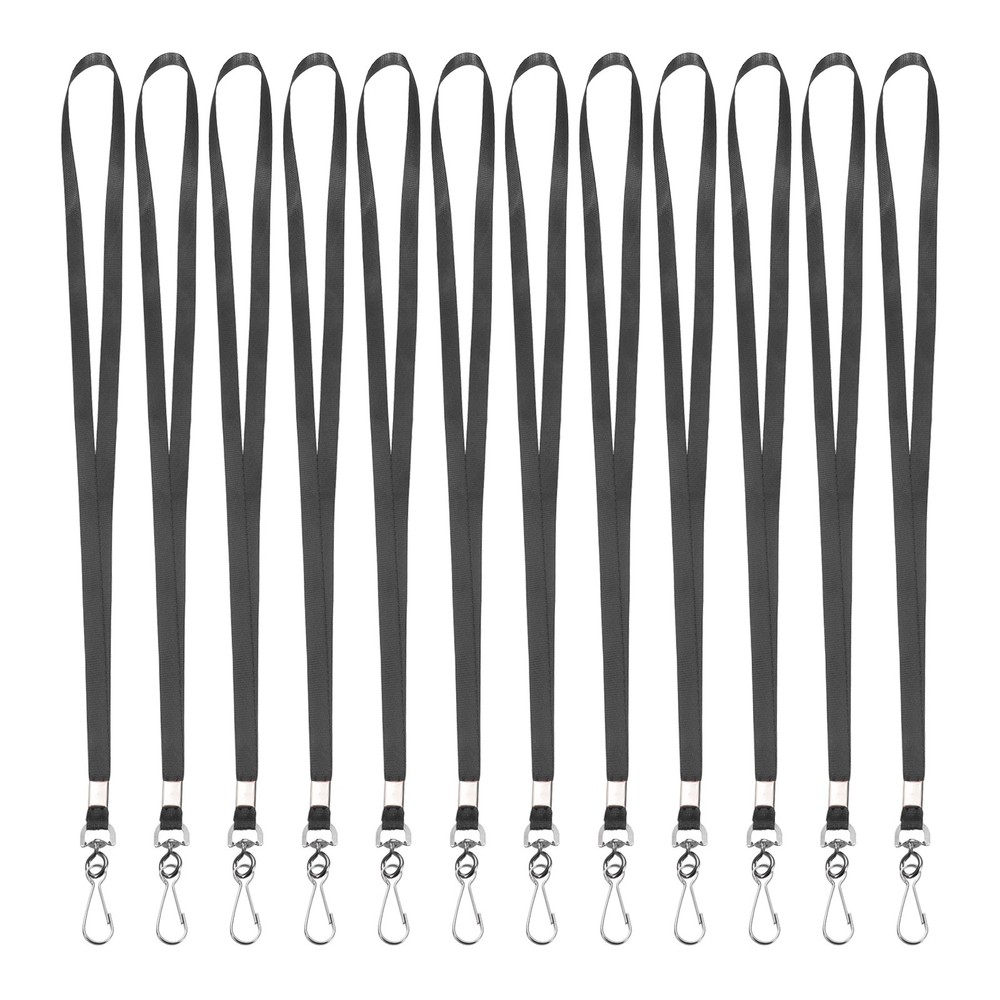 25Pcs 17.3″ Nylon Flat Lanyard with Clasp for Keys, Black