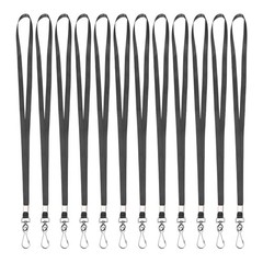25Pcs 17.3″ Nylon Flat Lanyard with Clasp for Keys, Black