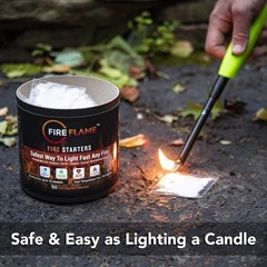 Fireflame Quick Waterproof Fire Starter – 40 Odorless Pouches for BBQ & Campfire