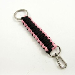PARACORD KEYRING | Black and Pink 6″ 300 lb. Strength Survival Camping Gear