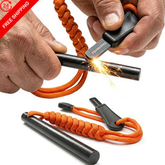 STAYPREPPED 4 Inch Survival Ferrocerium Drilled Flint Waterproof High orange
