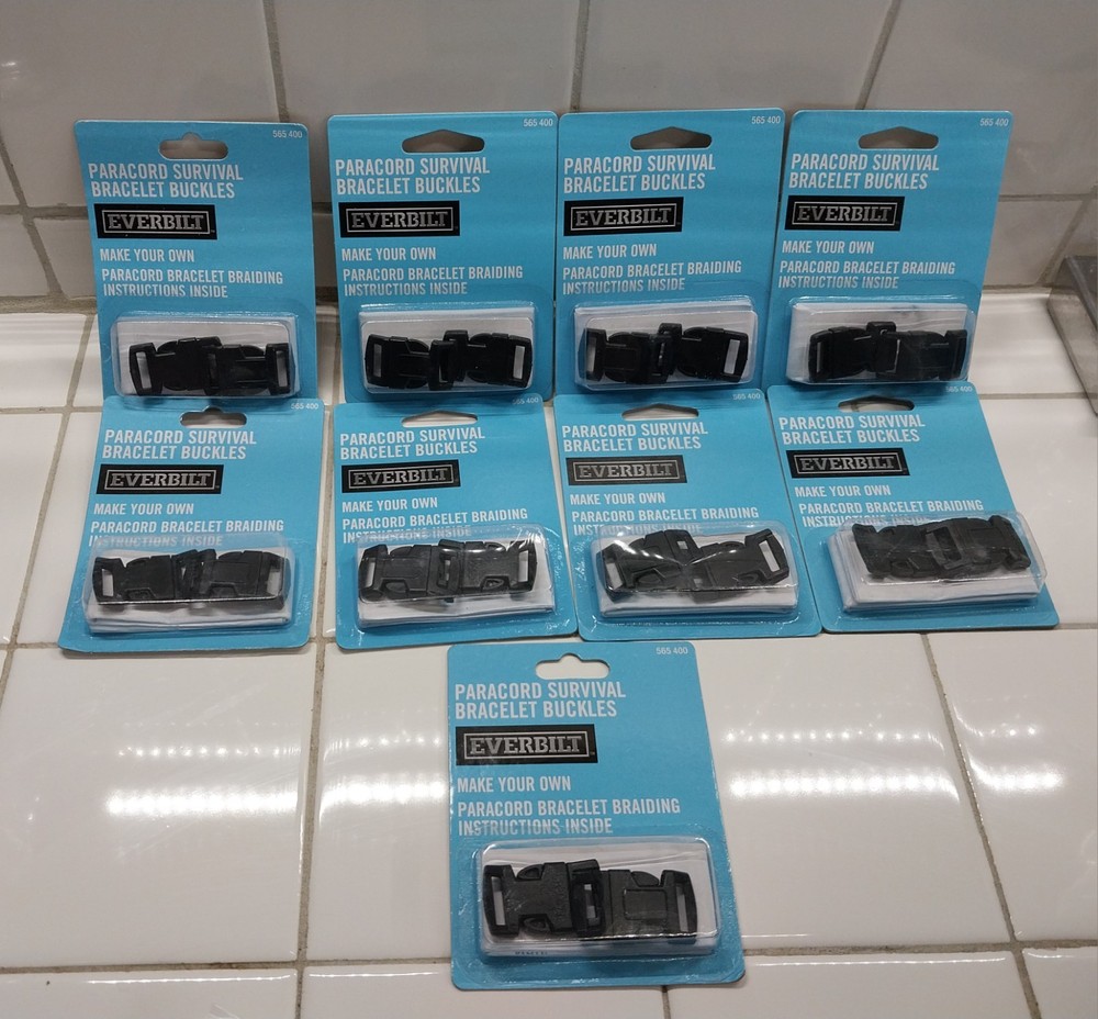 Lot Of 18 Paracord Survival Bracelet Buckle Black 3/4 in. Bracelet Braiding