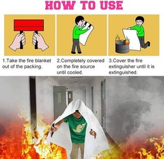 TONYKO Emergency Fire Blankets Flame Retardant Heat Insulation 5 Pack White Kitc