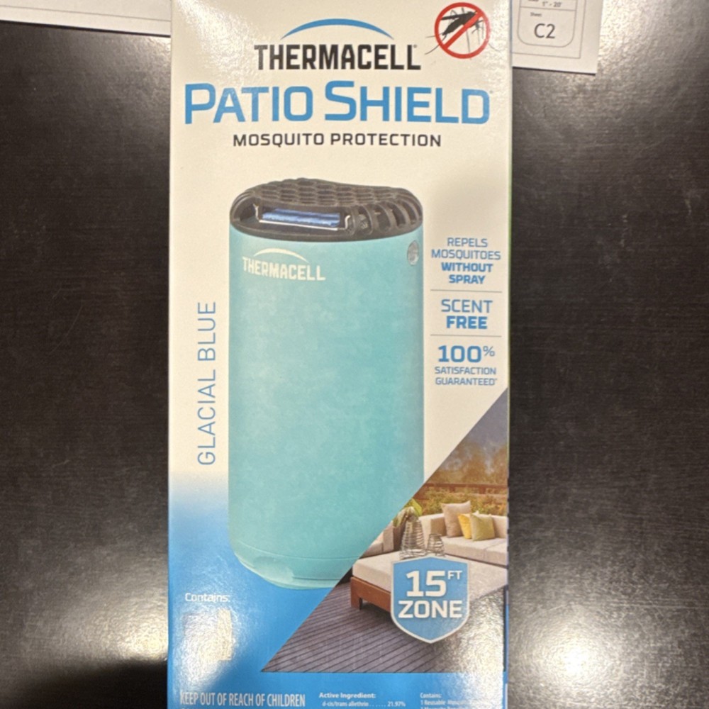 Thermacell Patio Shield Mosquito Protection Glacial Blue Scent Free Outdoor