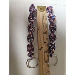 Paracord Keychain DNA Twist Veteran Made Red White Blue