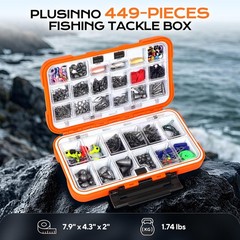 PLUSINNO Fishing Gear Accessories 7.9″ x 4.3″ x 2″, 449PCS Tackle Kit