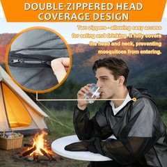 Anti Mosquito Bug Netting Suit with Zippered Hood Mesh Jacket Pants Mitts Socks