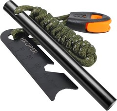 Ferro Rod Fire Starter, 4″ Flint and Steel Survival Kit | 5,500°F Hot Sparks,