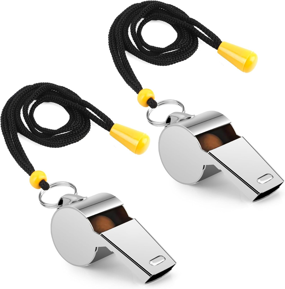 Stainless Steel Whistle with Lanyard Loud Coach Referee Sports Teacher Official