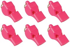 Fox 40 Classic Safety 3-Chamber Pealess Whistle, Pink (6-Pack)