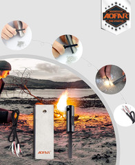 AF-374 Magnesium Fire Starter Survival Kit 2 Pack Ferro Rod Striker New