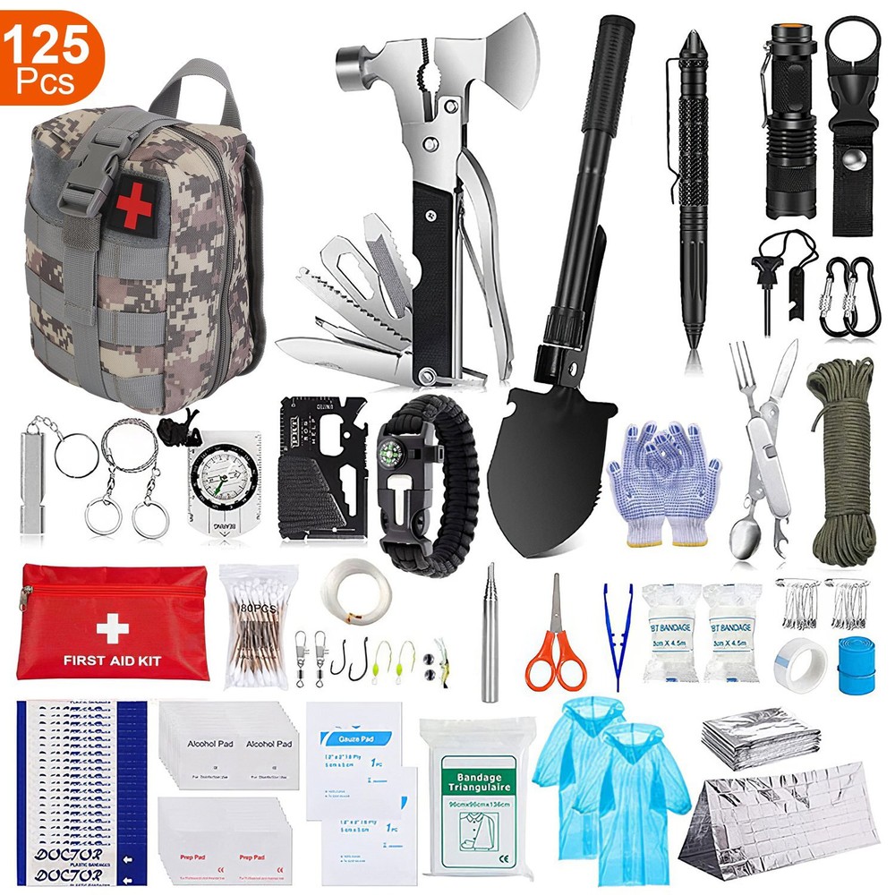 Emergency Survival Kit w/ First Aid Gear&Supplies–Get Home Backpack for Camping
