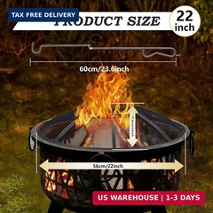 Fire Pit Spark Screen, 22 Inch Diameter Fire Pit Screen with Handle & Poker,Heav