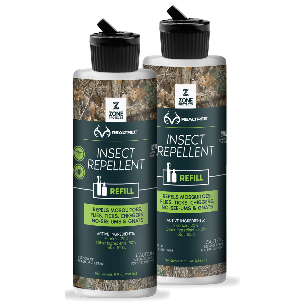 Zone Realtree Picaridin Insect Repellent Refill 8oz, Unscented, Twin Pack Bundle