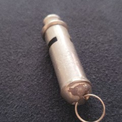 Silver, Worn Safety Metal Whistle with Keyring