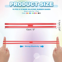 PATIKIL 5 Inch H Band Silicone Rubber Bands, 10 Pcs Strong Multicolored