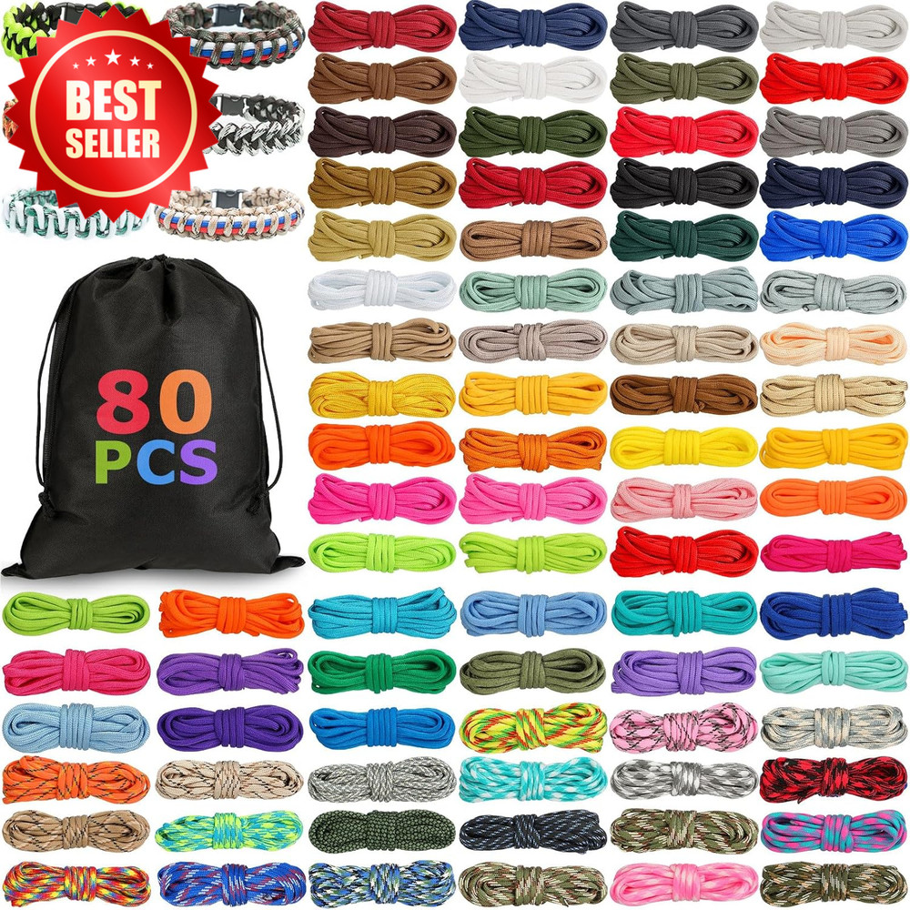 80 Pcs Paracord 550 Cord 10FT Kit Bracelet Lanyard Dog Collar DIY Craft US