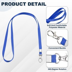 10Pcs 16.9″ Polyester Flat Lanyard with Lobster Clasp for Office, Blue