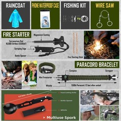 Survival Kit, 268 Pcs Emergency Gear and Equipment Supplies Black