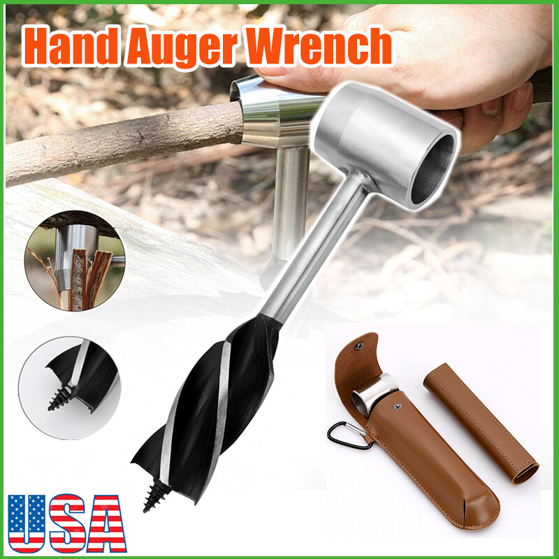 Manual Hand Auger Wrench Wood Drill Outdoor Survival Tool for Bushcraft Settlers