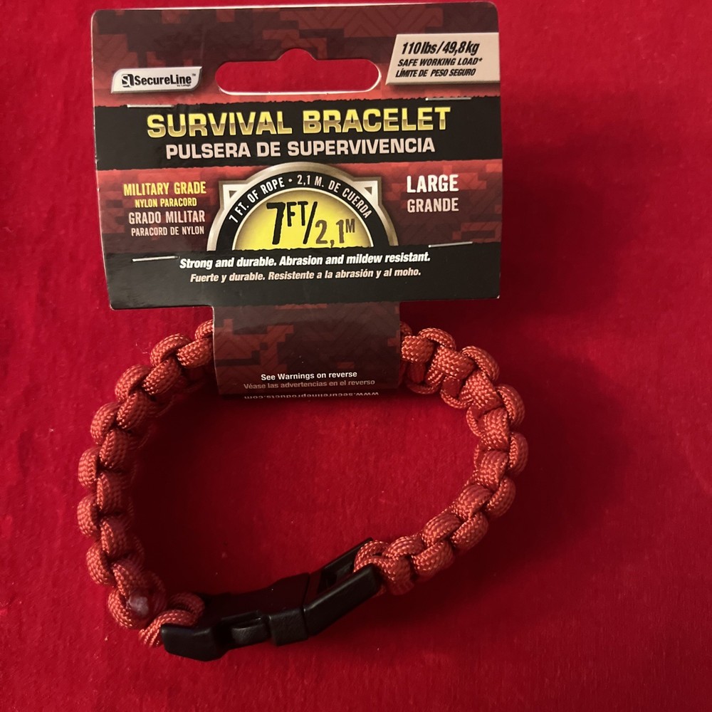 Secure Line NPCB550RL Survival Bracelet, Large Red As Pictured 😍