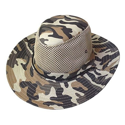 2 Pack Men Camouflage Hats with Wide Full Brim Breathable Mesh Design Summer