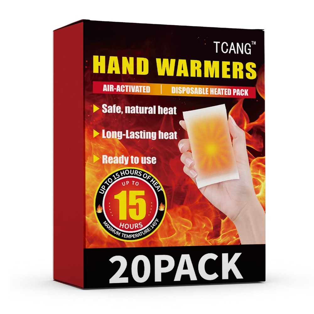 20 Pack Hand Warmers Disposable – Up to 15 Hours of Heat 15 Hours, Pure white