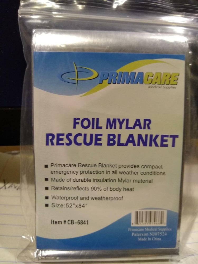 Primacare Emergency Foil Mylar Rescue Blanket 52″ Length x 84″ Width
