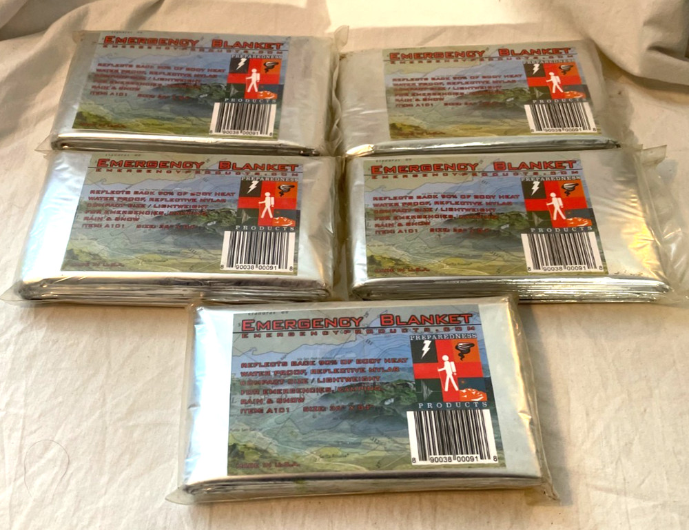 Lot of 5 Large 36″ x 84″ Emergency Mylar Blanket Survival Safety New