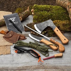 All in 1 Survival Bushcraft Camping Kit Axe Knife Saw Ferro Rod Sharpening Tool