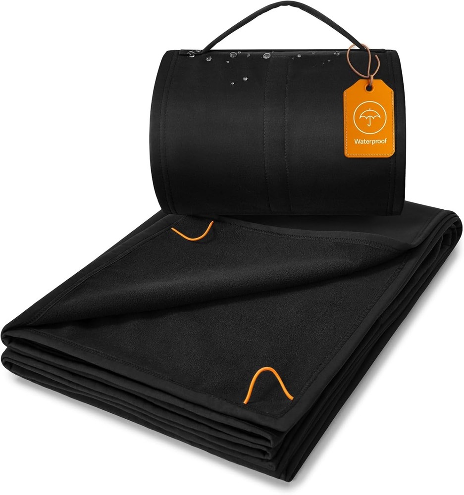 Waterproof Camping Blanket, 55″x80″ Twin, Packable, Black