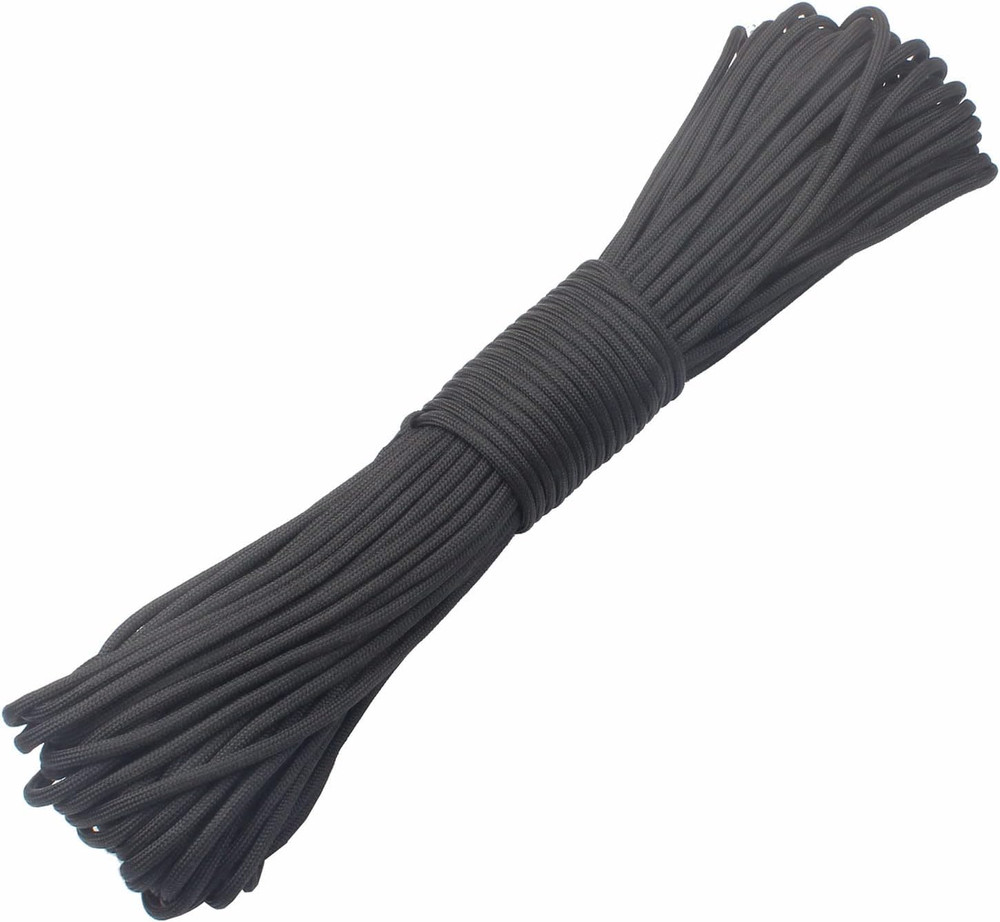 Paracord 550 Parachute Cord 9 Strand, Black, 100FT | 4Mm Paracord Rope, for Maki