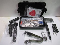 LOT 17pc Camping Survival Gear Trekking Poles First Aid Mess Kit Sleeping Bag