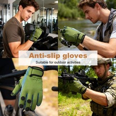 Qisan Adjustable Thermal Winter Gloves for Men | Large, Olive Green