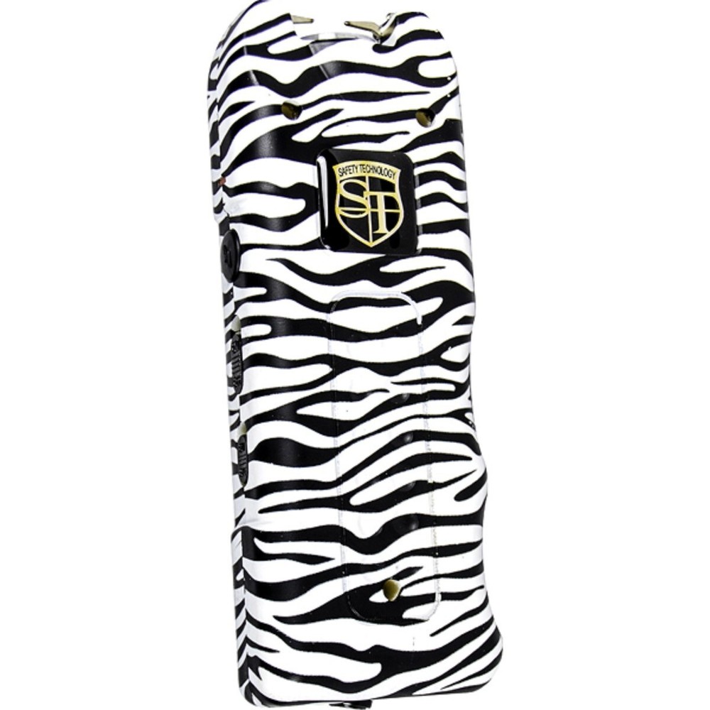 Multiguard 80 mill volt Stun Gun Rechargeable LED Flashlight 120 DB alarm Zebra