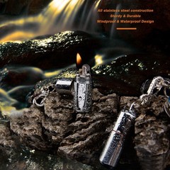 Dreambay 2 Pack Keychain Peanut Lighter EDC Mini 2 Piece Set, Silver