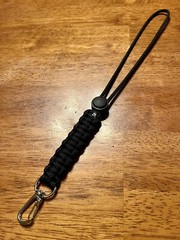 (2-Pack) 12” Black Wrist Strap Lanyards Swivel Clip 550 Paracord Cord Stopper