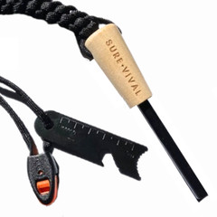 SUREVIVAL Ferro Rod Fire Starter w/ Multi Tool Striker and Paracord Lanyard