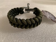 Paracord Survival Bracelet- OD Green/ Black Stainless Steel Shackle