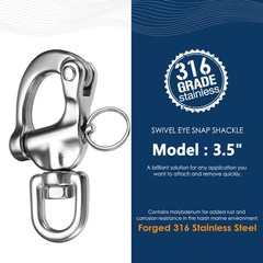 316 Stainless Steel Swivel Snap Shackle Sailing Halyard Quick Release Boat