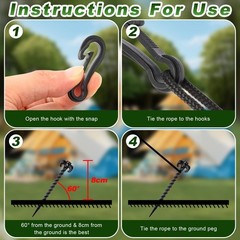 Qumenan 48 Pieces Plastic Inflatable Stakes Set Tent black