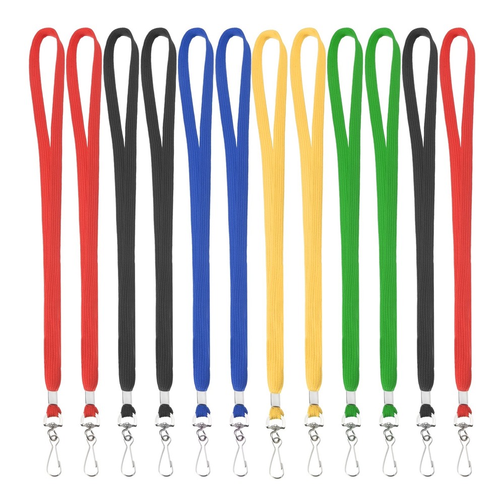 25Pcs 17.3″ Polyester Flat Lanyard with Clasp, Red/Blue/Green/Yellow/Black