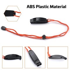 JULBEAR 6 pcs Safety Survival Whistles with Adjustable Reflective Black